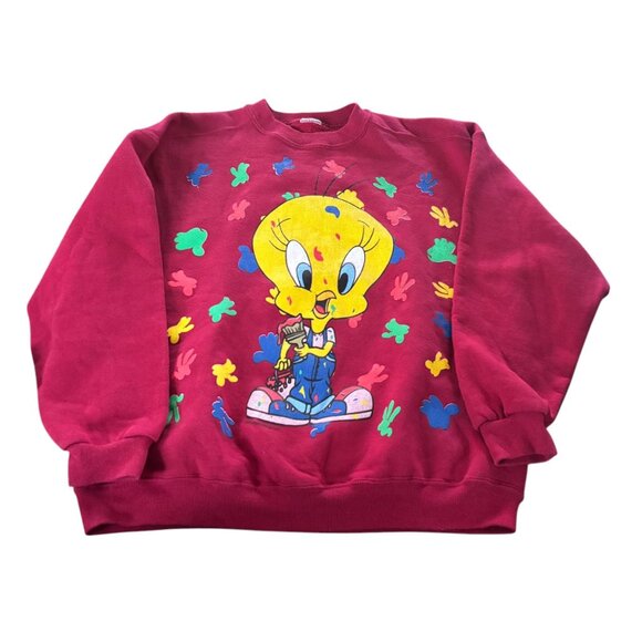 Warner Bros. Other - Vintage 90s Looney Tunes Tweety Bird Artist Sweatshirt Girls XL